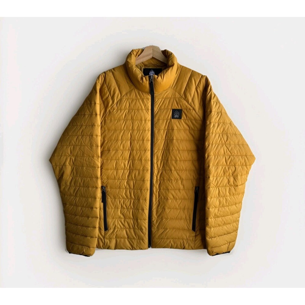 Alaskan Hardgear Puffer Jacket Full Zip Pockets Men's Size Large Yellow Outdoor